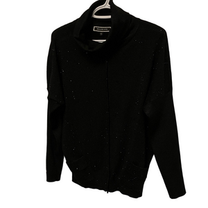 Melanie Lyne Black Sequin Cowl Neck Sweater Size Large